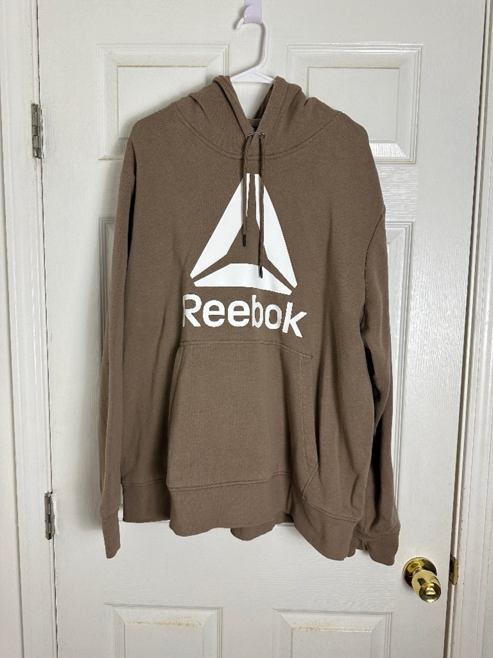 Reebok Athletic Workout Brown Long Sleeve Hooded Sweatshirt Men Size 2XL
